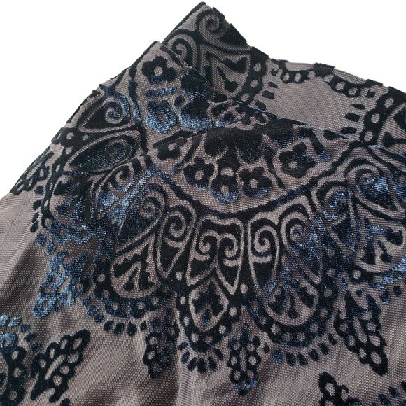 LA Hearts Purple Blue Velvet Burnout Mosaic Print Skater A Line Mini Skirt S - Picture 3 of 8